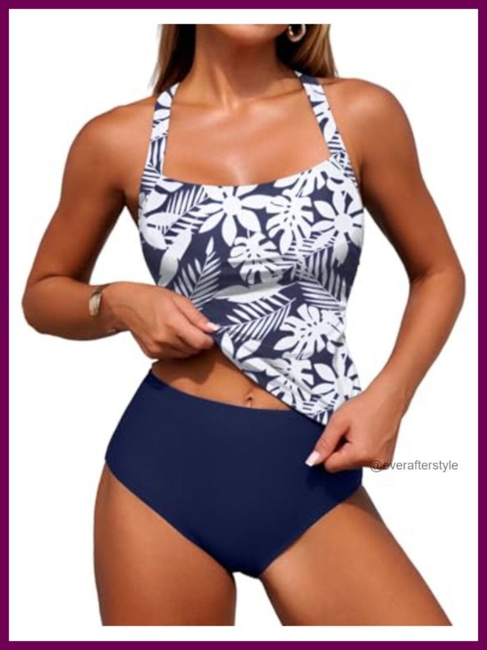 Tankini Swimsuit Set Tummy Control Ruched High Waist Two Piece
